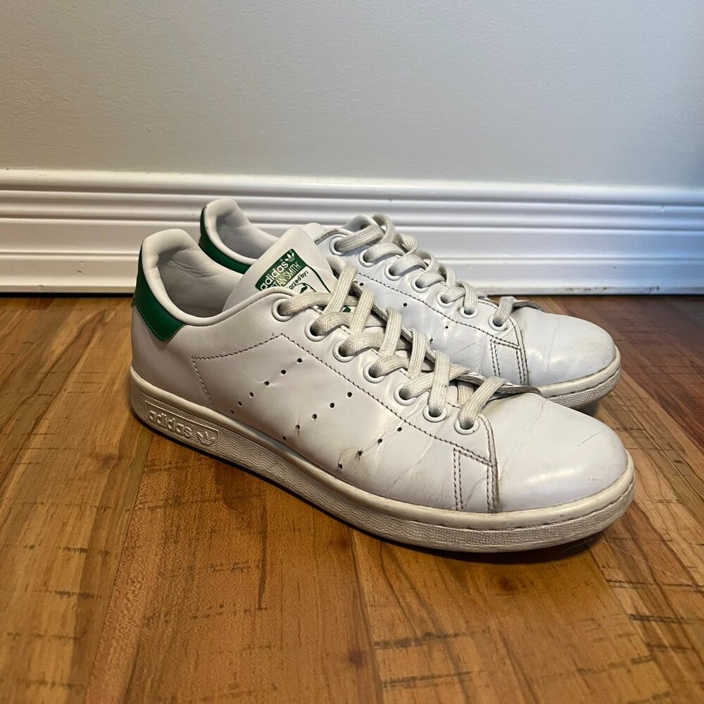 Adidas Stan Smith Shoes Cloud White and Green Vintage Style Sneaker